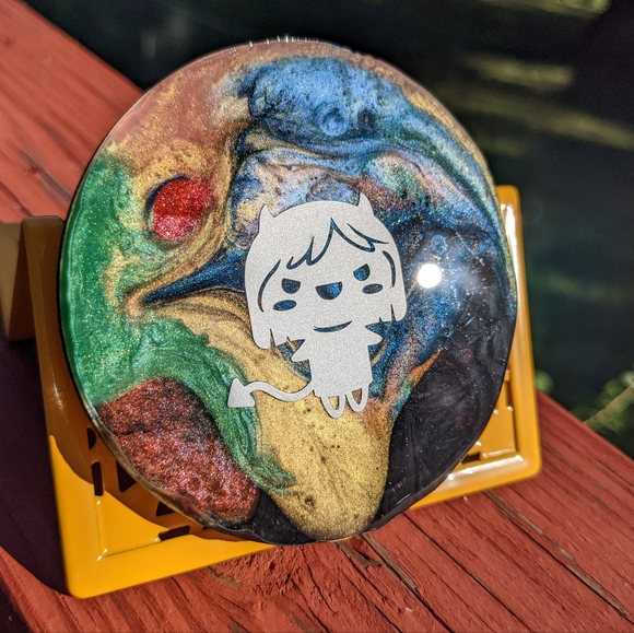 Devil Girl Magnet Handmade Resin Wood Art Artisan Cute Unique Gift Spooky - Picture 5 of 8
